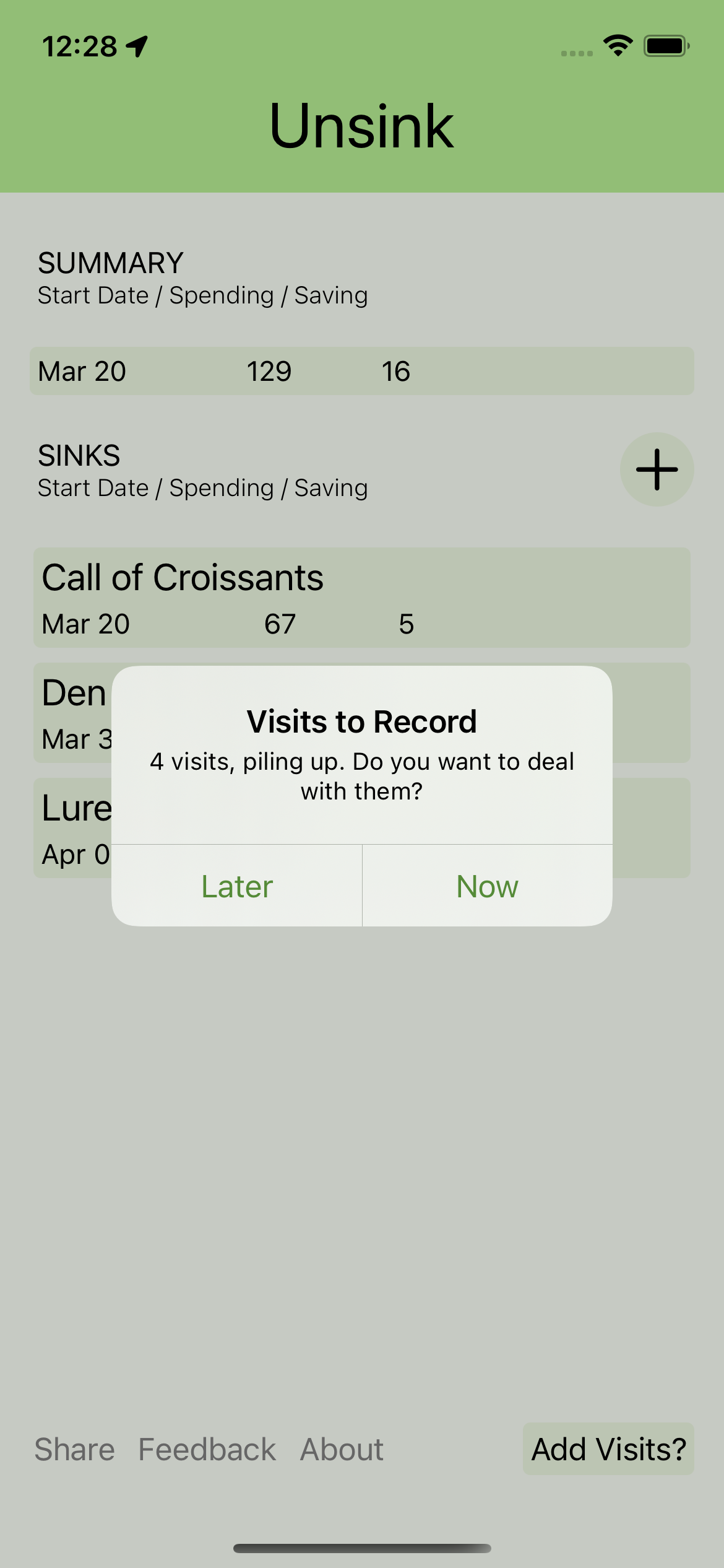 Record Money Sink Visits Later